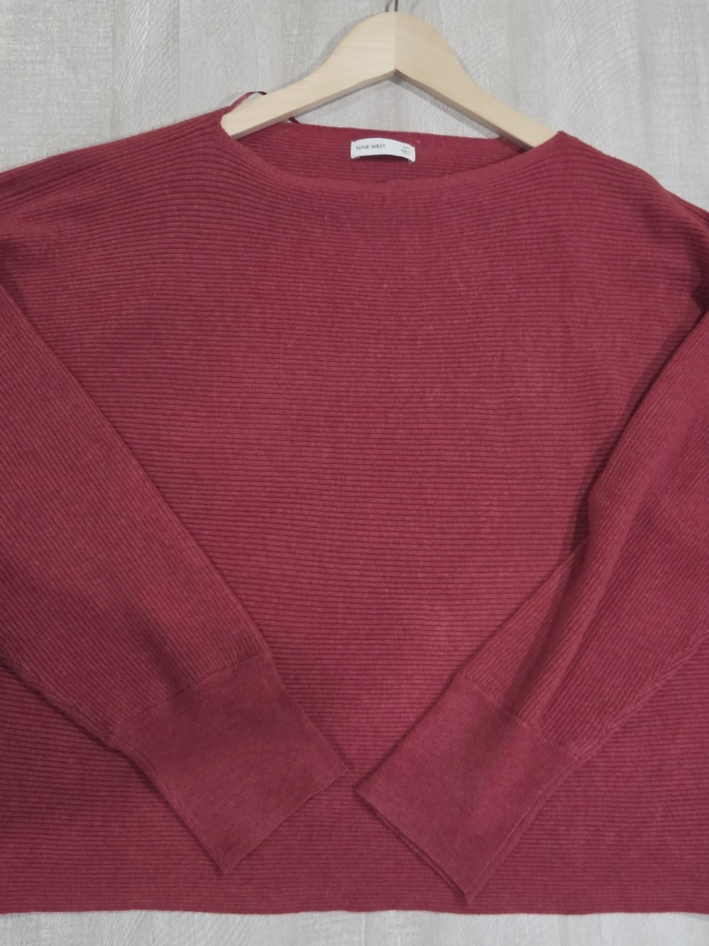 Nine West Ribbed Crewneck Sweater - Raspberry - Picture 2 of 5